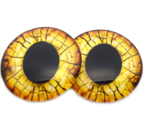Yellow Raptor Dinosaur Glass Eyes