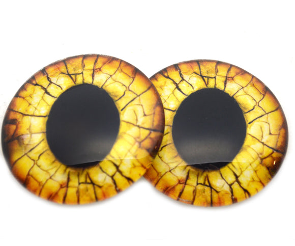 Yellow Raptor Dinosaur Glass Eyes