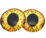 Yellow Raptor Dinosaur Glass Eyes
