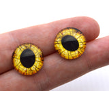 Yellow Raptor Dinosaur Glass Eyes