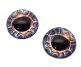 High Domed Art Nouveau Blue and Gold Glass Eyes