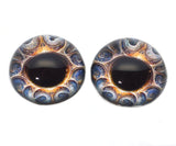 High Domed Art Nouveau Blue and Gold Glass Eyes