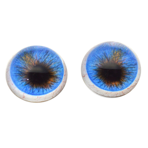 High Domed Blue Human Glass Eyes with Whites – Handmade Glass Eyes