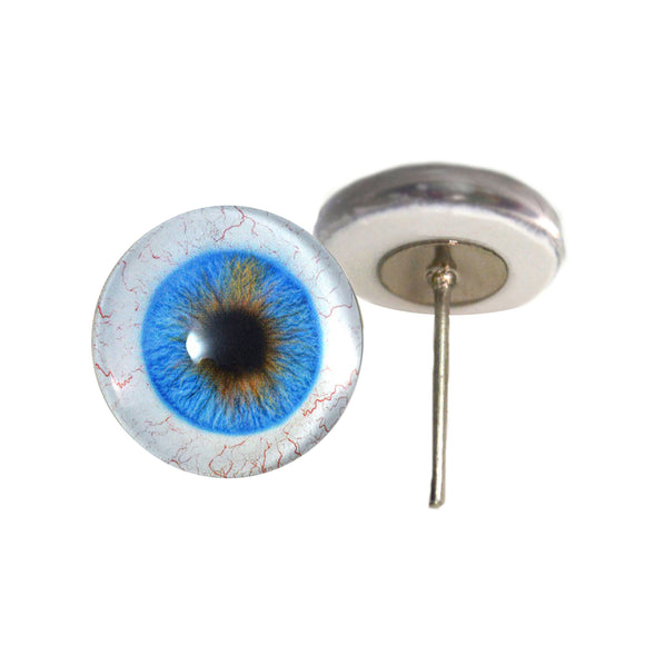 Blue eyes with whites sclera on wire pin posts