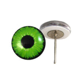 Bright Neon Green eyes on wire pin posts