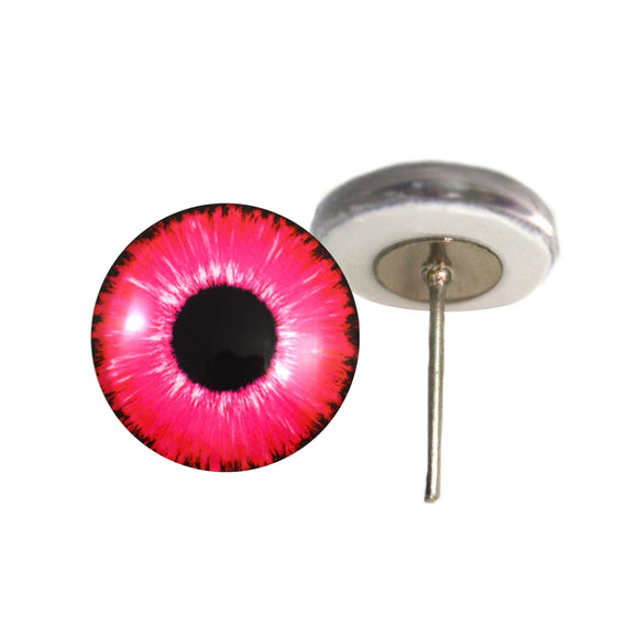 Bright Neon Pink eyes on wire pin posts