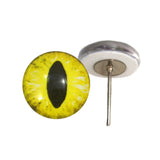 Bright yellow cat eyes on wire pin posts