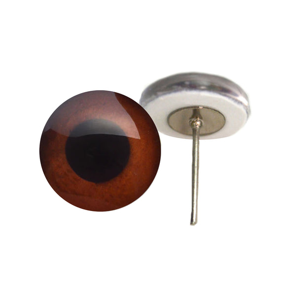 Brown monkey glass eye on wire pin posts