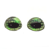 High Domed Green Computer Code Glass Eyes