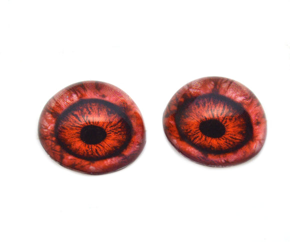 High Domed Dark Red Bloody Glass Eyes