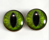 Dark lime green cat sew on glass eyes