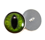 Dark lime green cat sew on glass eyes