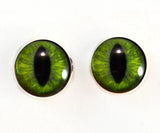 Dark lime green cat sew on glass eyes