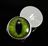 Dark lime green cat sew on glass eyes