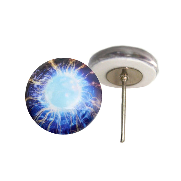 Dazzling Oracle Blue glass eyes on wire pin posts