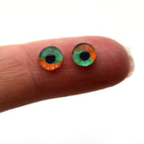6mm miniature Orange and Green Human Glass Eyes