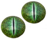 Green Dinosaur Flatback Glass Cabochon Eyes