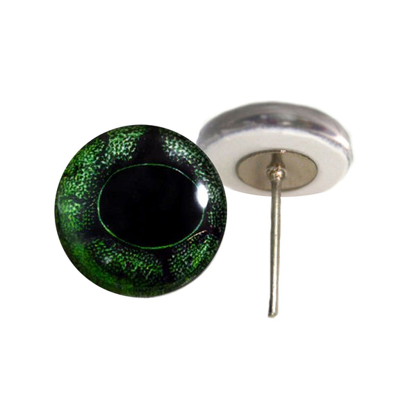 Green frog glass eyes on wire pin posts