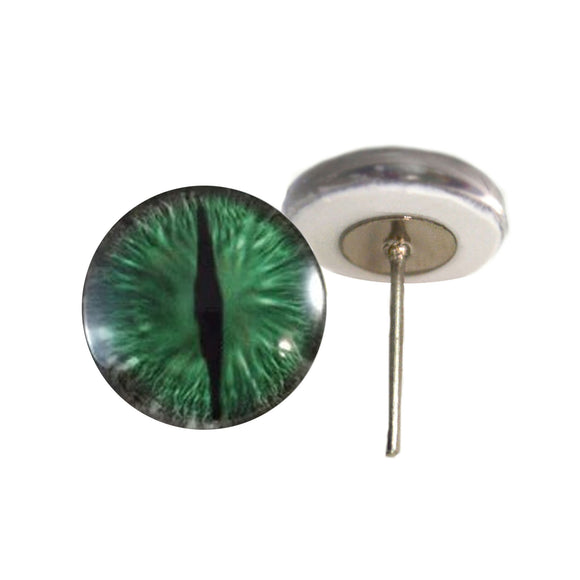 Green and Gray Dragon glass eyes on wire pin posts