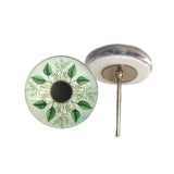 Green nature leaves glass eyes on wire pin posts