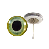 Green parrot glass eyes on wire pin posts