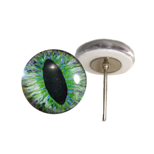 Green and Peach Dragon glass eyes on wire pin posts