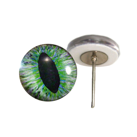 Green and Peach Dragon glass eyes on wire pin posts