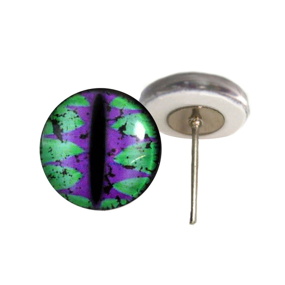 Green teal and purple dragon glass eyes on wire pin posts