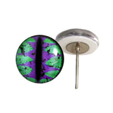 Green teal and purple dragon glass eyes on wire pin posts