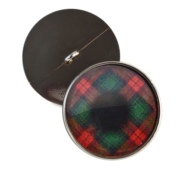 Green and red plaid tartan sew on glass eyes