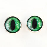 Green and white cat dragon sew on glass eyes