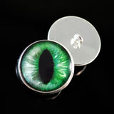 Green and white cat dragon sew on glass eyes