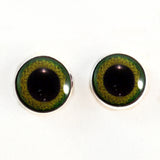 Green and yellow Celtic Weave sew on glass eyes