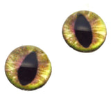 Green and Brown Cat or Dragon Fantasy High Dome Glass Eyes