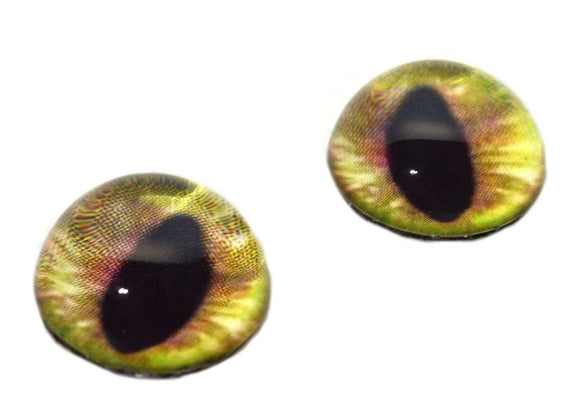 Green and Brown Cat or Dragon Fantasy High Dome Glass Eyes