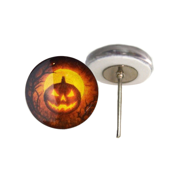 Mirrored Halloween spirit pumpkin and tree glass eyes on wire pin posts
