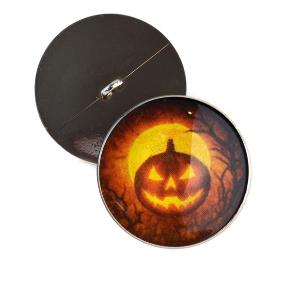 Mirrored Orange Halloween pumpkin with tree sew on glass eyes