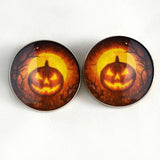 Mirrored Orange Halloween pumpkin with tree sew on glass eyes