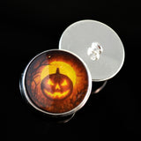 Mirrored Orange Halloween pumpkin with tree sew on glass eyes