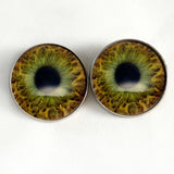 Brown and green hazel human inspired sew on glass eyes