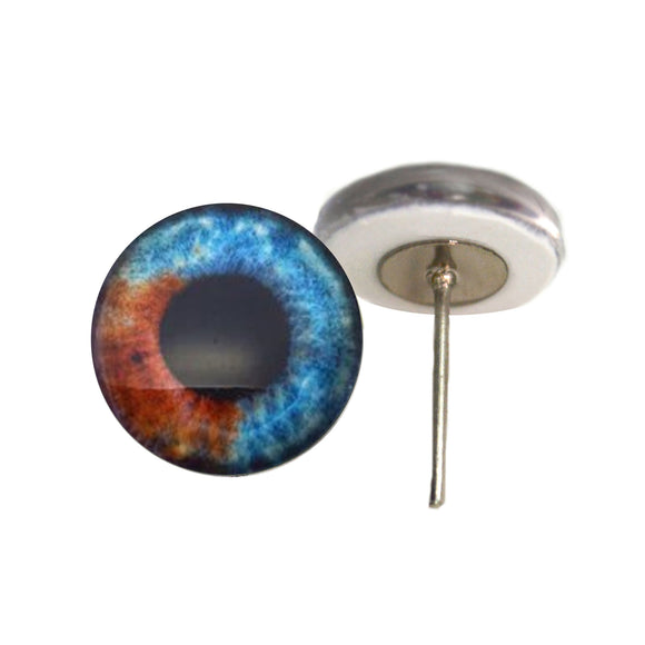 Blue and Brown Dual colored heterochromia glass eyes on wire pin posts