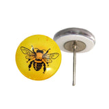 Yellow Honey maker bee glass eyes on wire pin posts