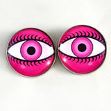 Hot Pink Evil Eye sew on glass eyes