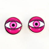 Hot Pink Evil Eye sew on glass eyes