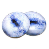 Contracted pale blue goat glass eyes