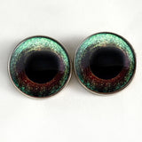 Jade green and maroon bird sew on glass eyes