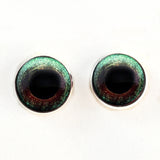 Jade green and maroon bird sew on glass eyes