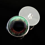 Jade green and maroon bird sew on glass eyes