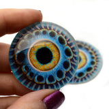 Big Kraken Sea Creature Glass Eyes in Blue and Yellow