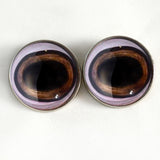 10mm - 30mm Medium Brown Realistic Deer Flatback Glass Eye Cabochons with Whites Sew On Shank Loops